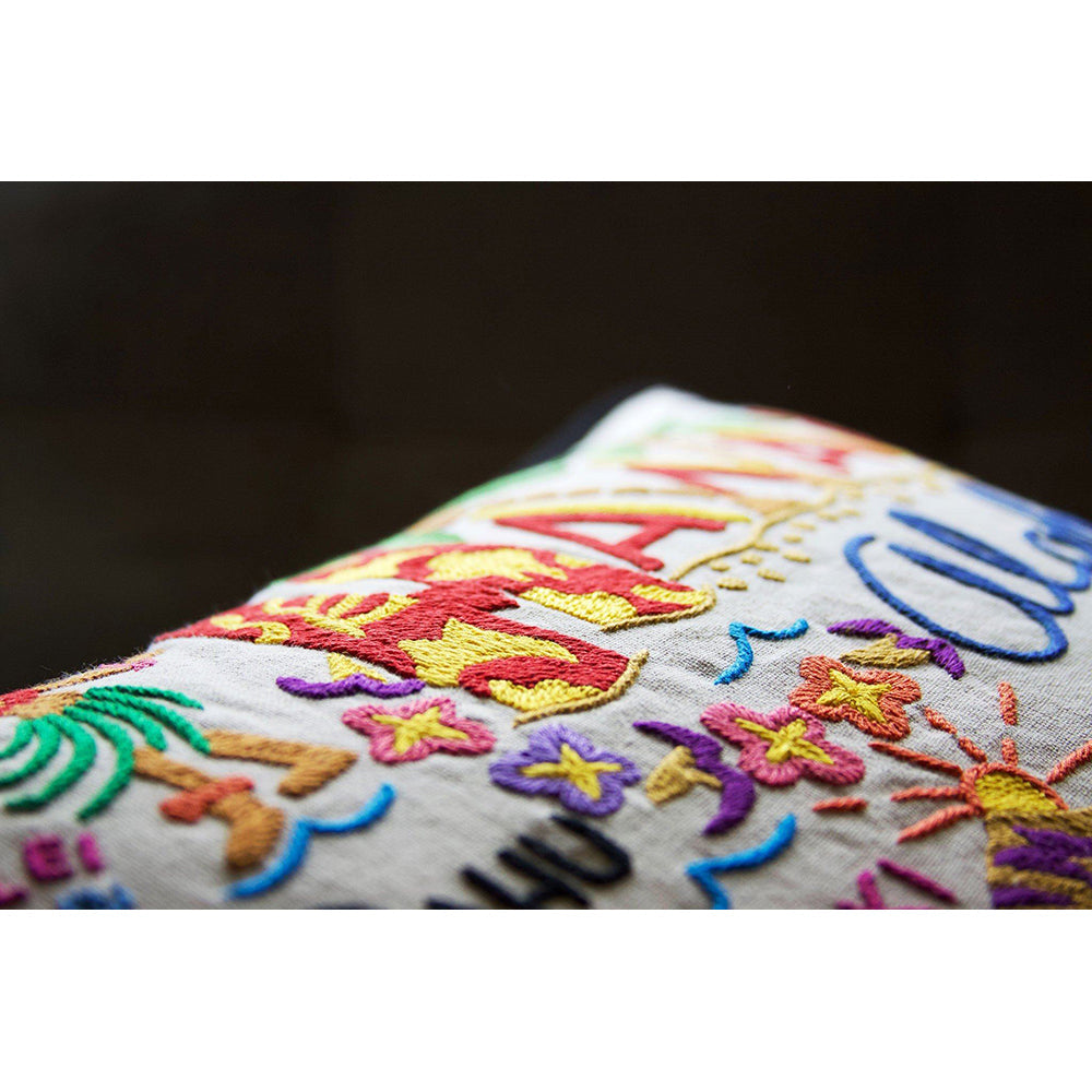 Hawaii Hand-Embroidered Pillow from Quirks!