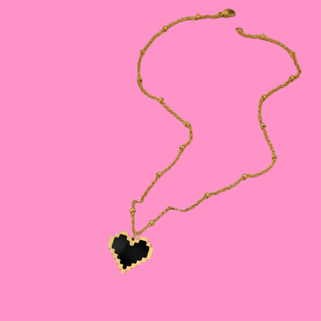 Pixel Heart Necklace - Gold from Medusa's Makeup