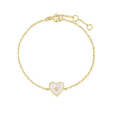 Heart Shaped Mop Pendant With CZ Center Stone Bracelet from eklexic