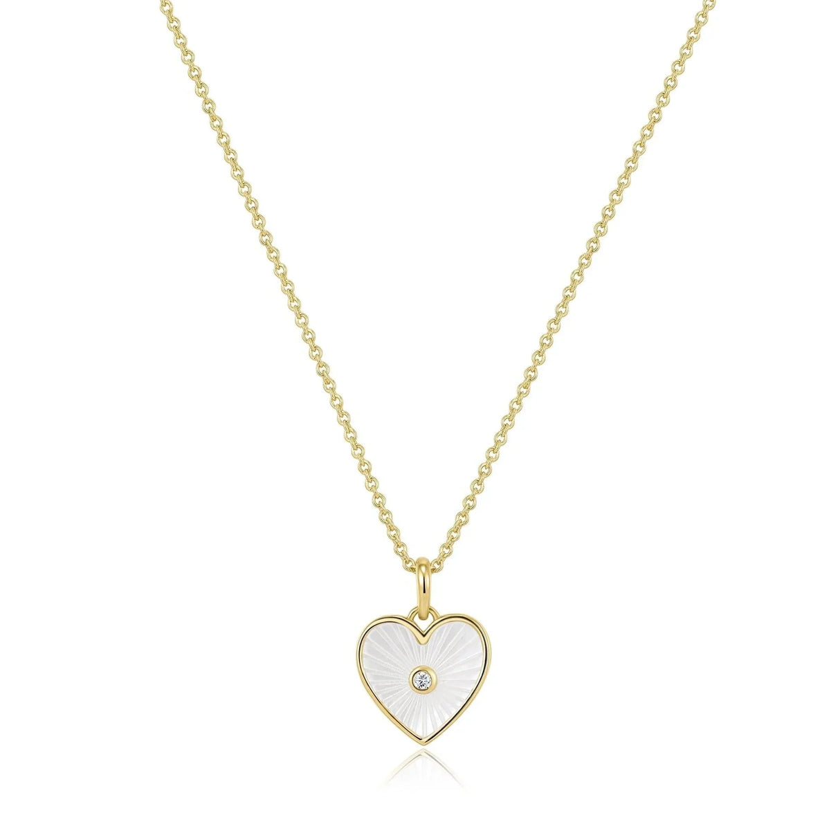 Heart Shaped Mop Pendant With CZ Stone Necklace from eklexic