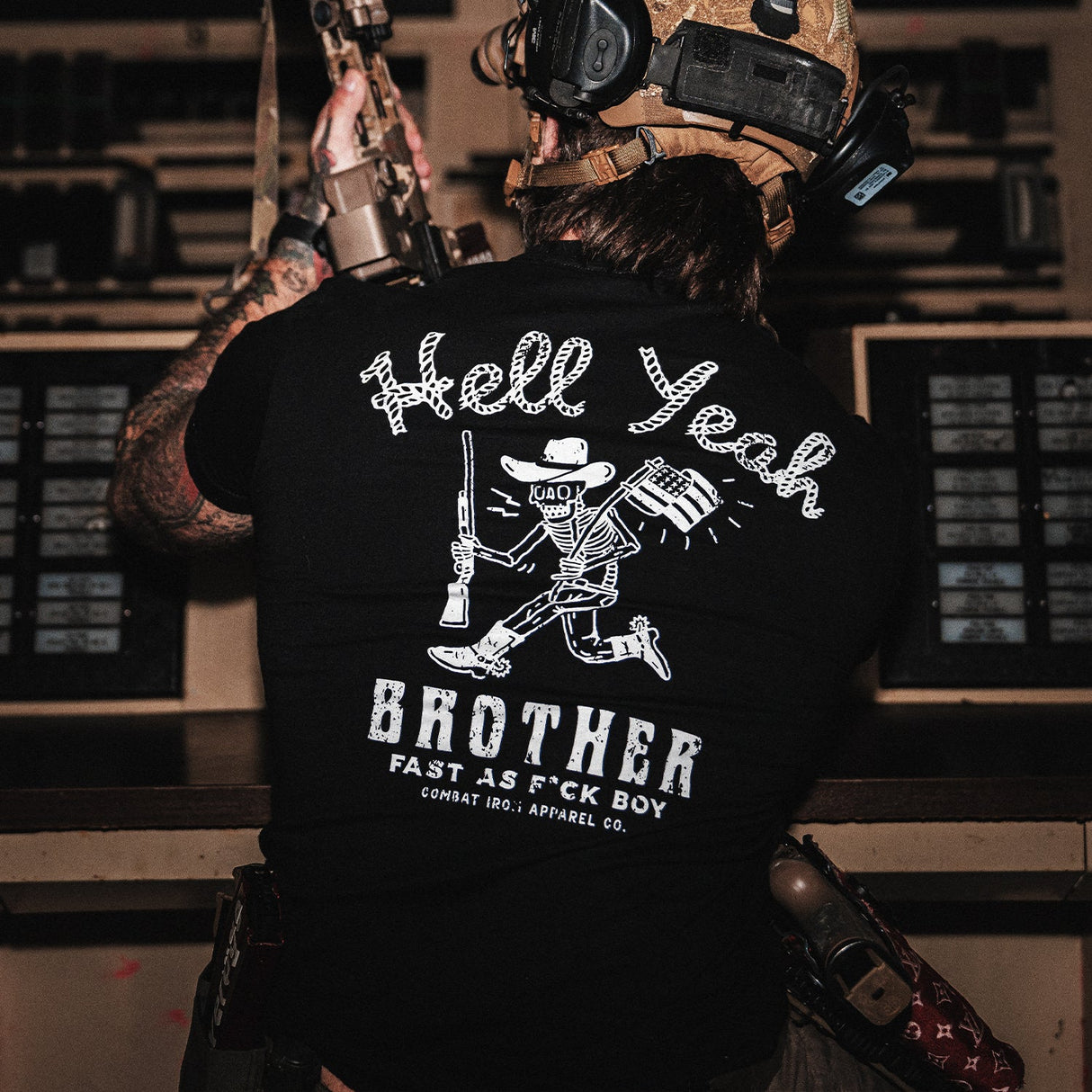Hell Yeah Brother Cowboy Men's T-Shirt From Combat Iron Apparel