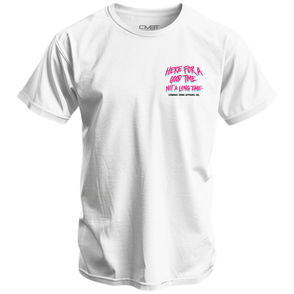 Here For A Good Time. Not A Long Time. Retro Summer Edition Men's T-Shirt From Combat Iron Apparel