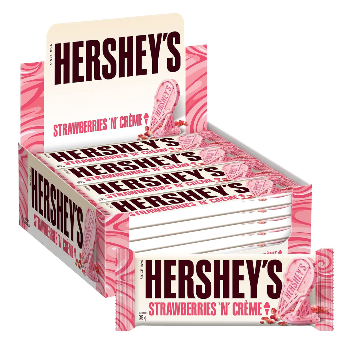 Hershey's Strawberries 'N' Creme Box of 24 (39g) from PETEZ POP WHOLESALE