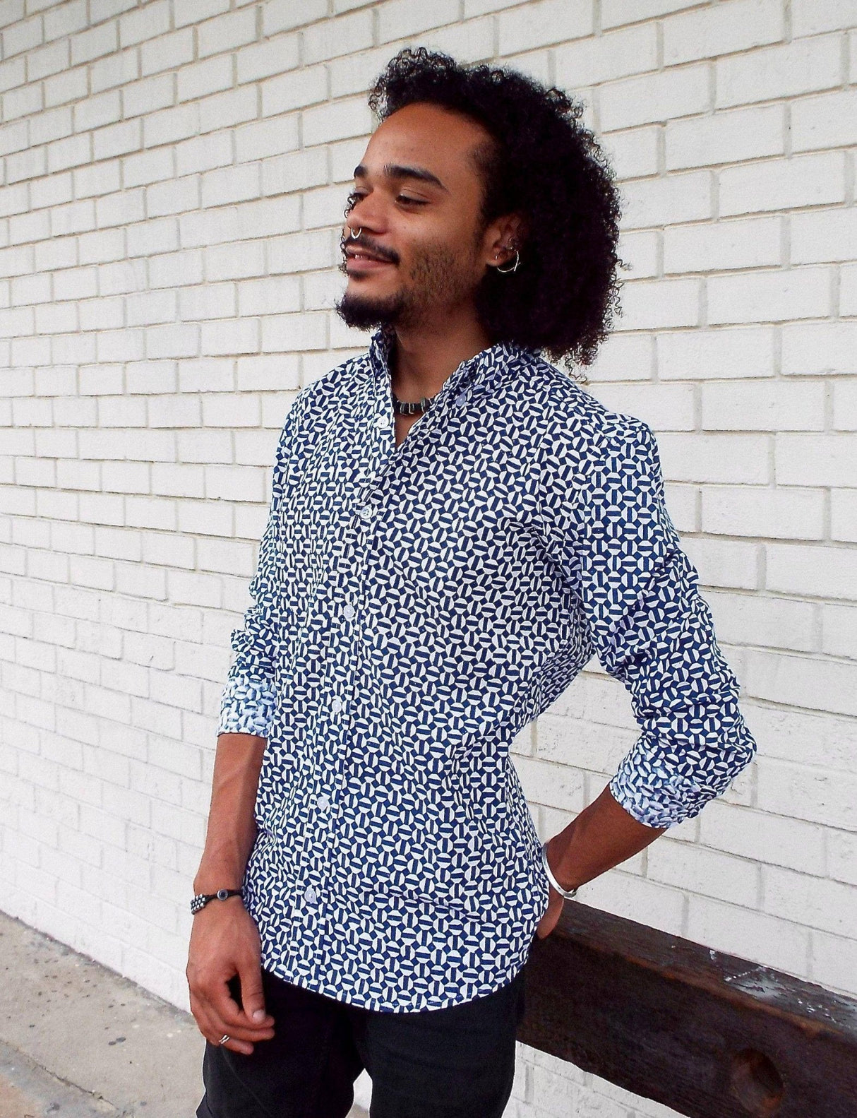 Hex Flex Organic Cotton Men's Button Down Shirt from Passion Lilie