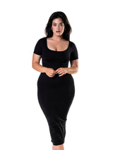 Bodycon Shapewear Midi Slit Dress with Short Sleeves from HeyShape