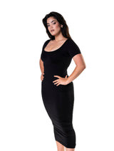 Bodycon Shapewear Midi Slit Dress with Short Sleeves from HeyShape