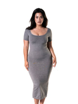 Bodycon Shapewear Midi Slit Dress with Short Sleeves from HeyShape