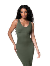 Deep V-Neck Seamless Midi Dress from HeyShape