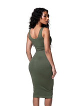 Deep V-Neck Seamless Midi Dress from HeyShape