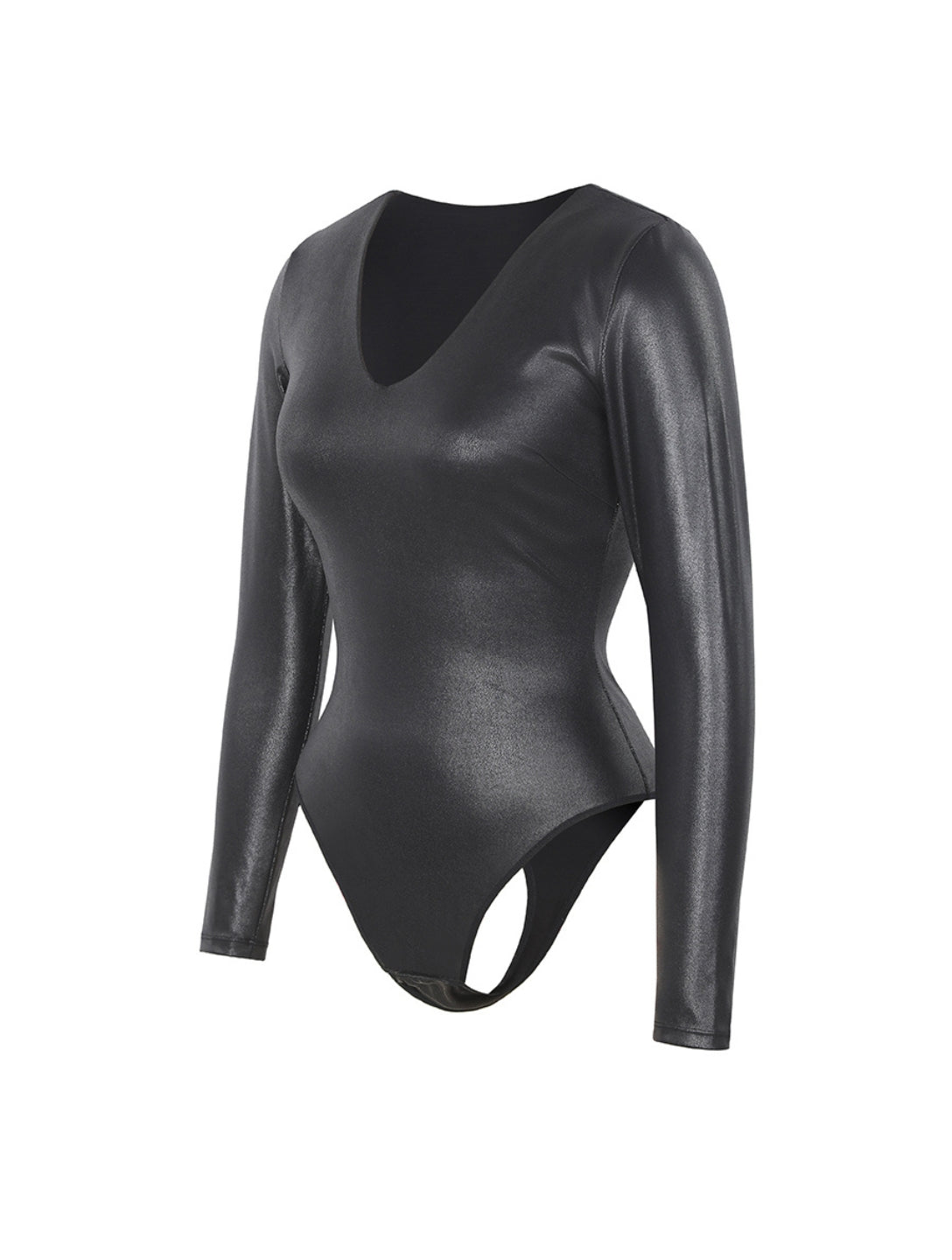 Leather Look Long Sleeve Bodysuit from HeyShape