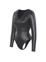 Leather Look Long Sleeve Bodysuit from HeyShape