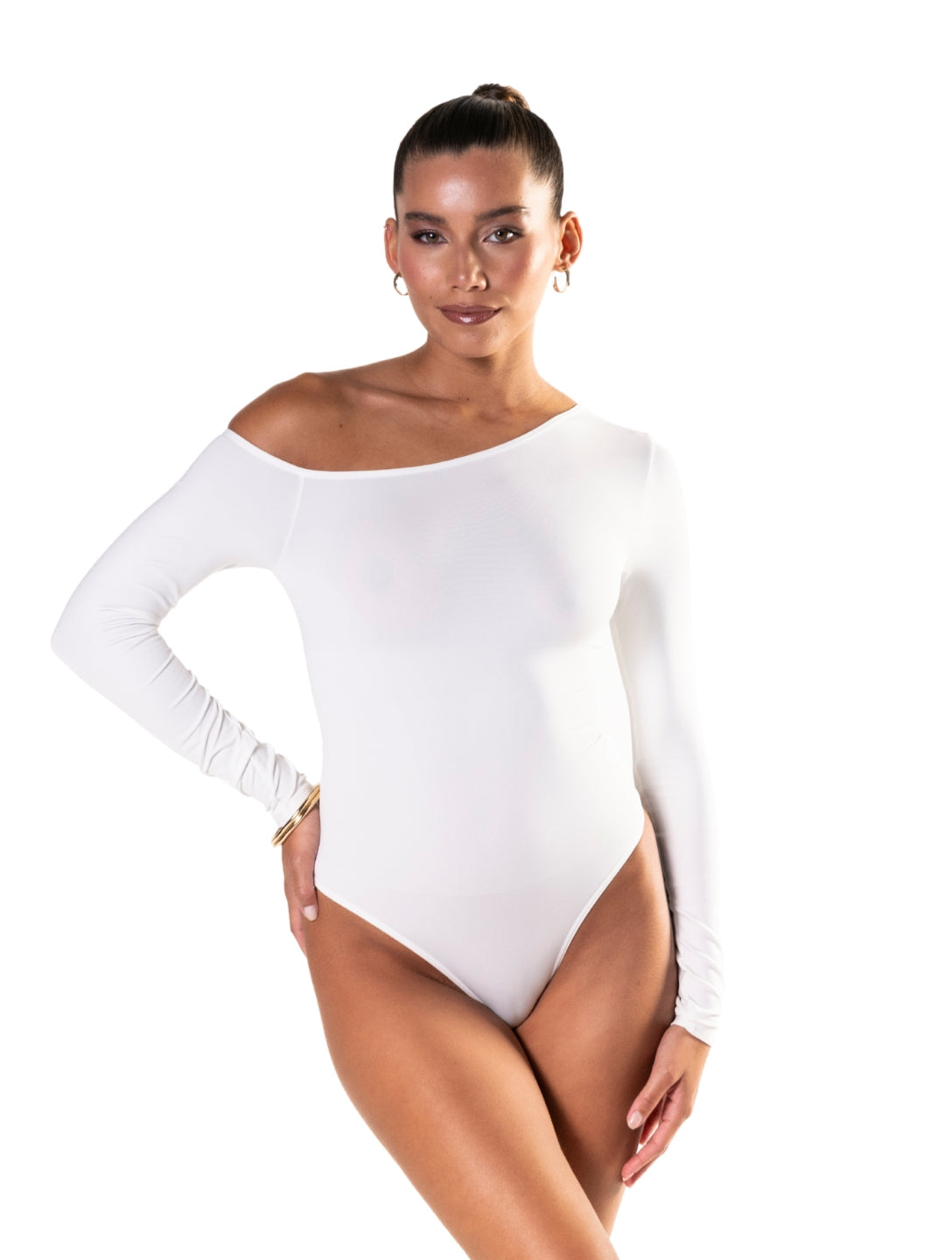 One Shoulder Long Sleeve Thong Bodysuit from HeyShape