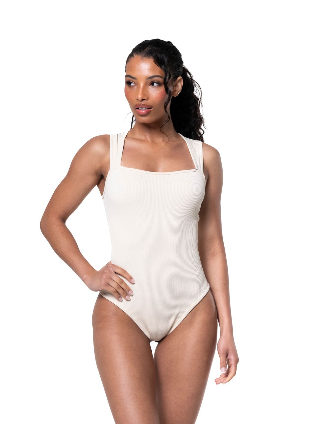 Ribbed Square Neck Shapewear Bodysuit from HeyShape