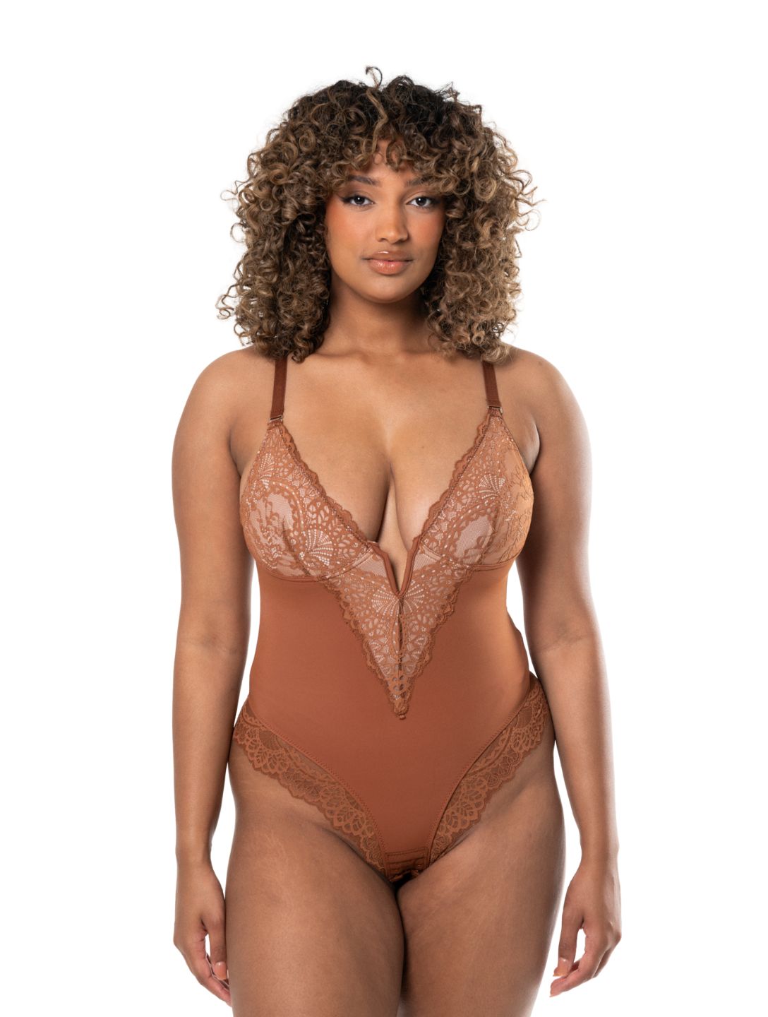 V-Neck Half Laced Bodysuit from HeyShape
