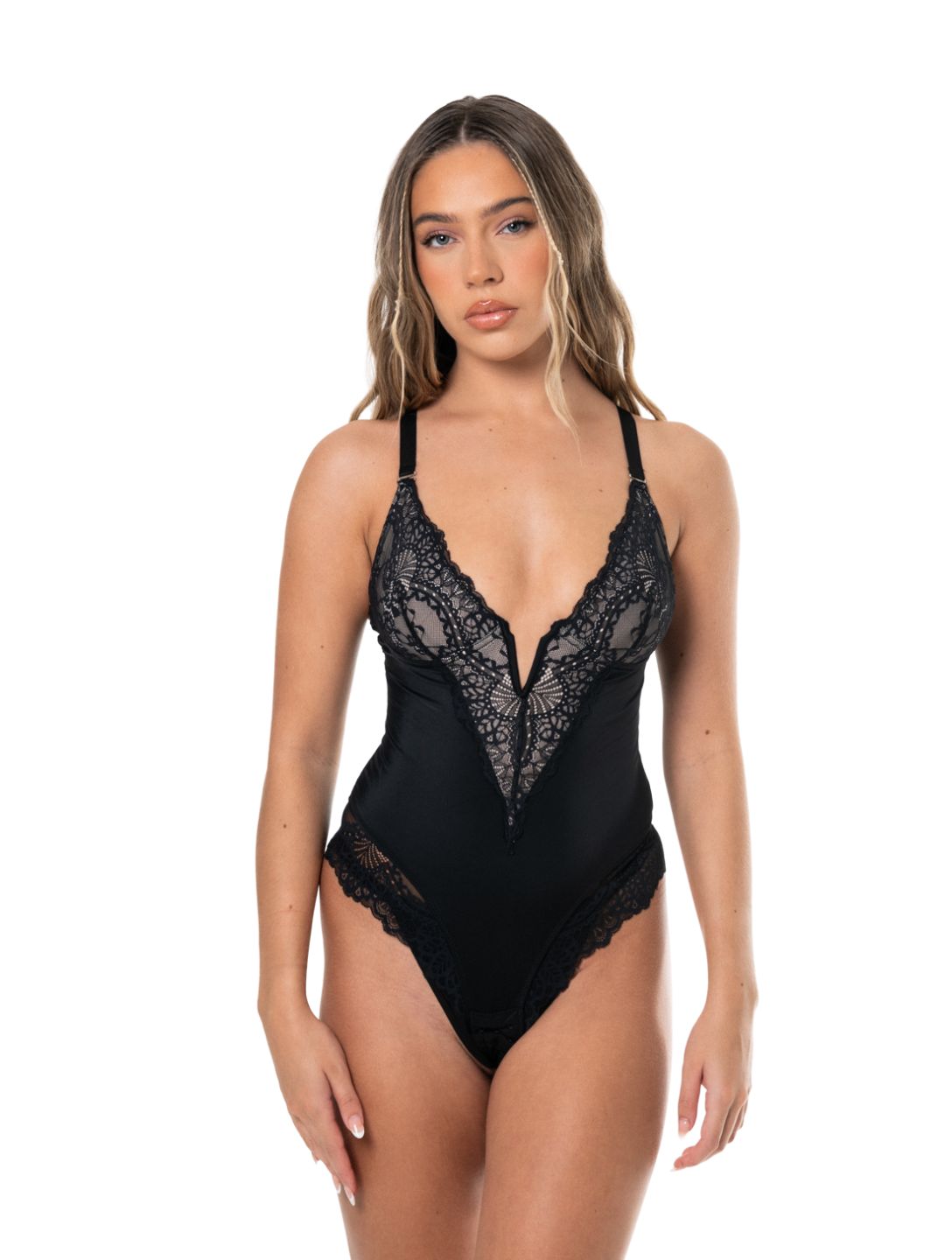 V-Neck Half Laced Bodysuit from HeyShape