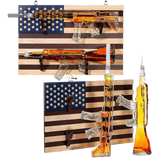 2 Gun Whiskey Decanters Set AR15 and AK47 Gun Decanter 1000ml American Flag Wall Rack by The Wine Savant - Veteran Gifts, Gun Lover Gifts, Tik Tok Gun Decanter, Military Gifts from The Wine Savant