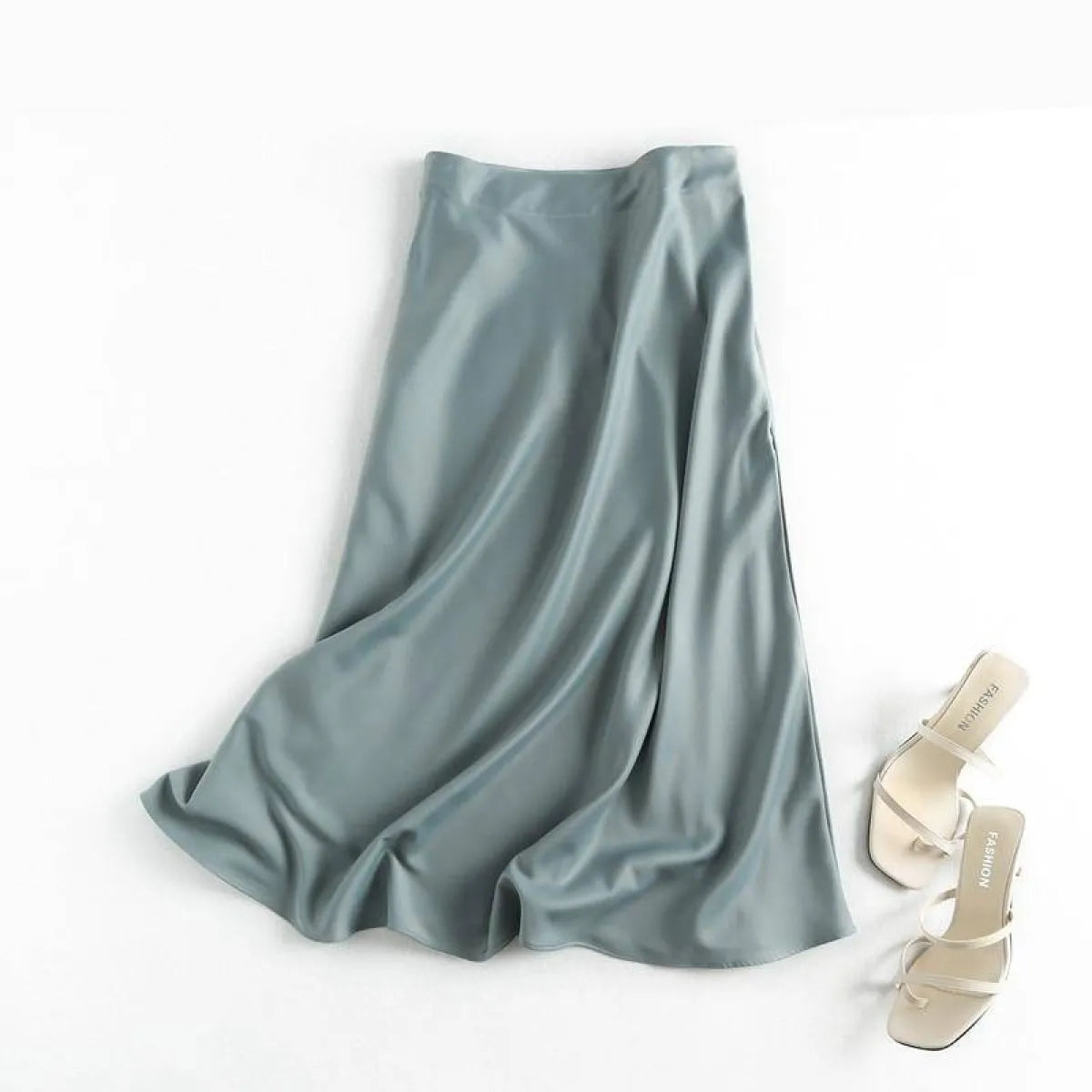 High-rise A-line Satin Skirt from Kawaii Stop