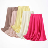 High-rise A-line Satin Skirt from Kawaii Stop
