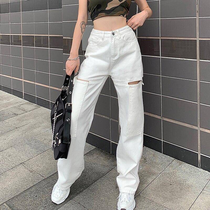 Street Fashion Casual High Waist Jeans From Kawaii Stop