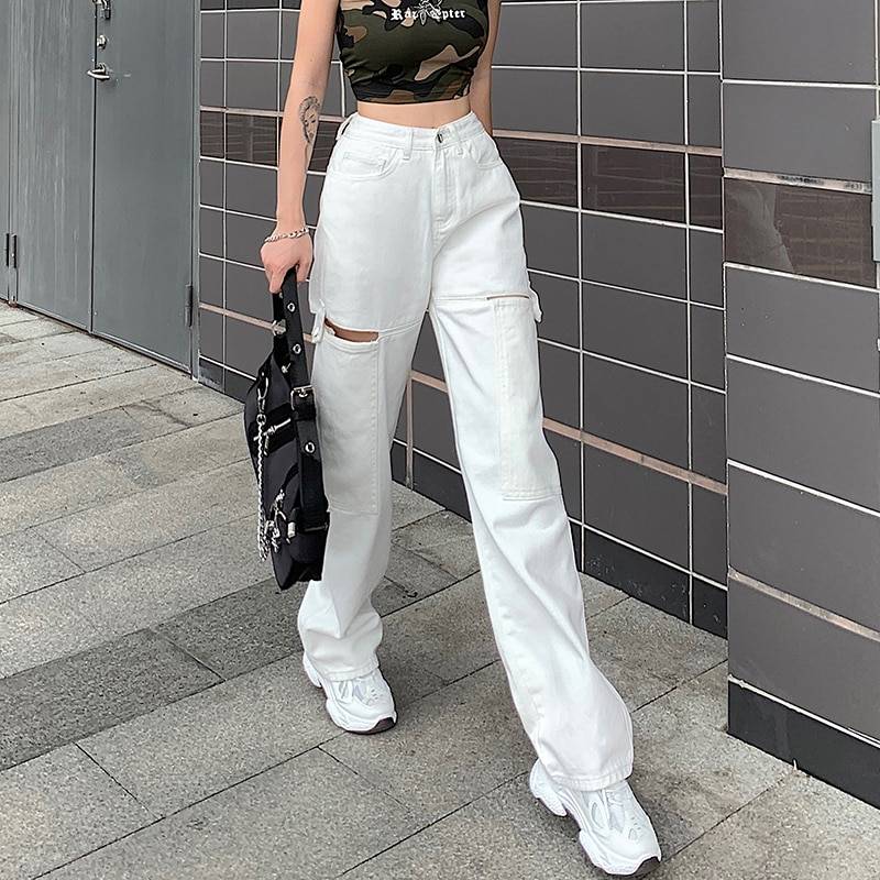 Street Fashion Casual High Waist Jeans From Kawaii Stop