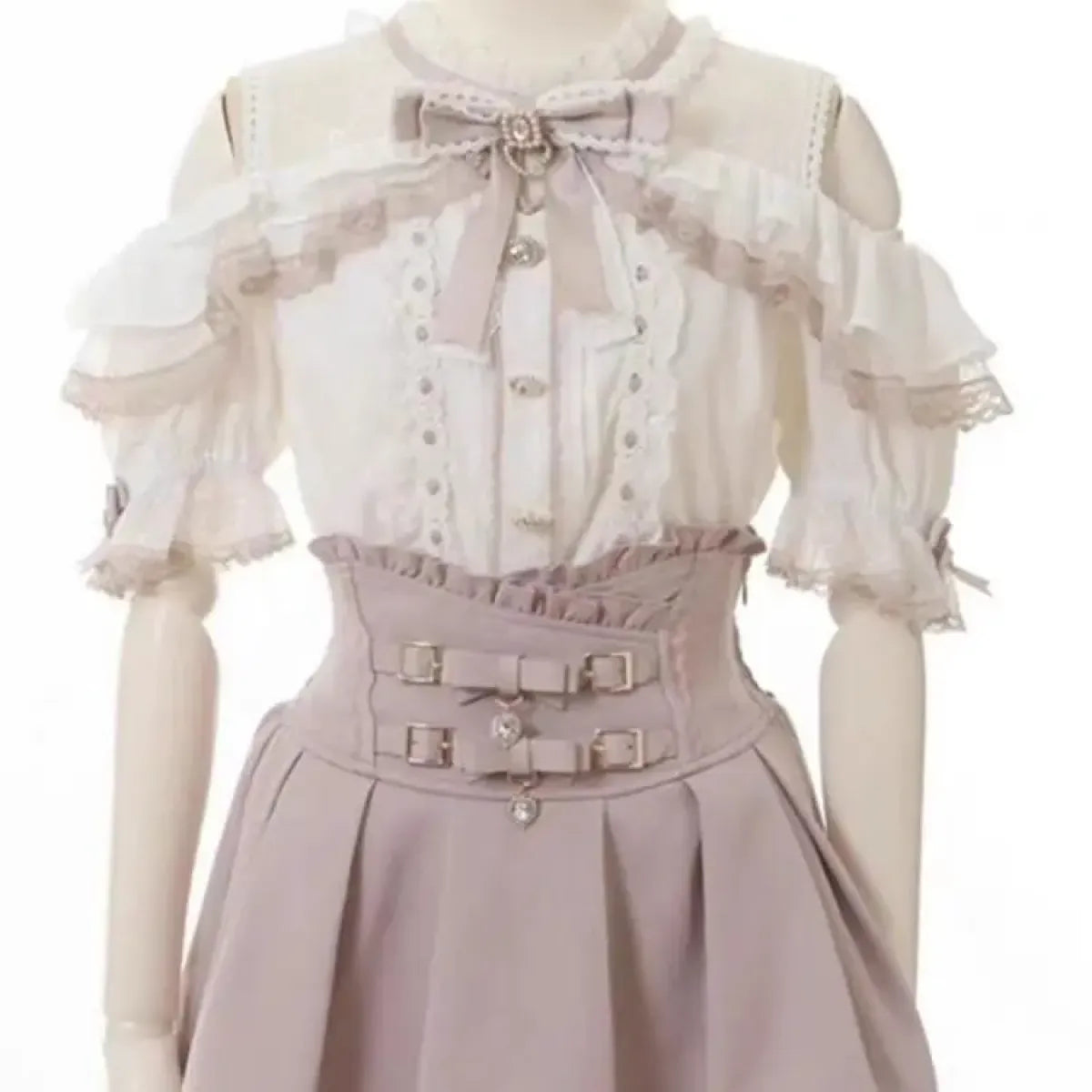 High Waist Lolita Mini Skirt – Sweet Lace & Bow Details from Kawaii Stop