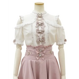 High Waist Lolita Skirt – Lace Trim & Bow Detail from Kawaii Stop