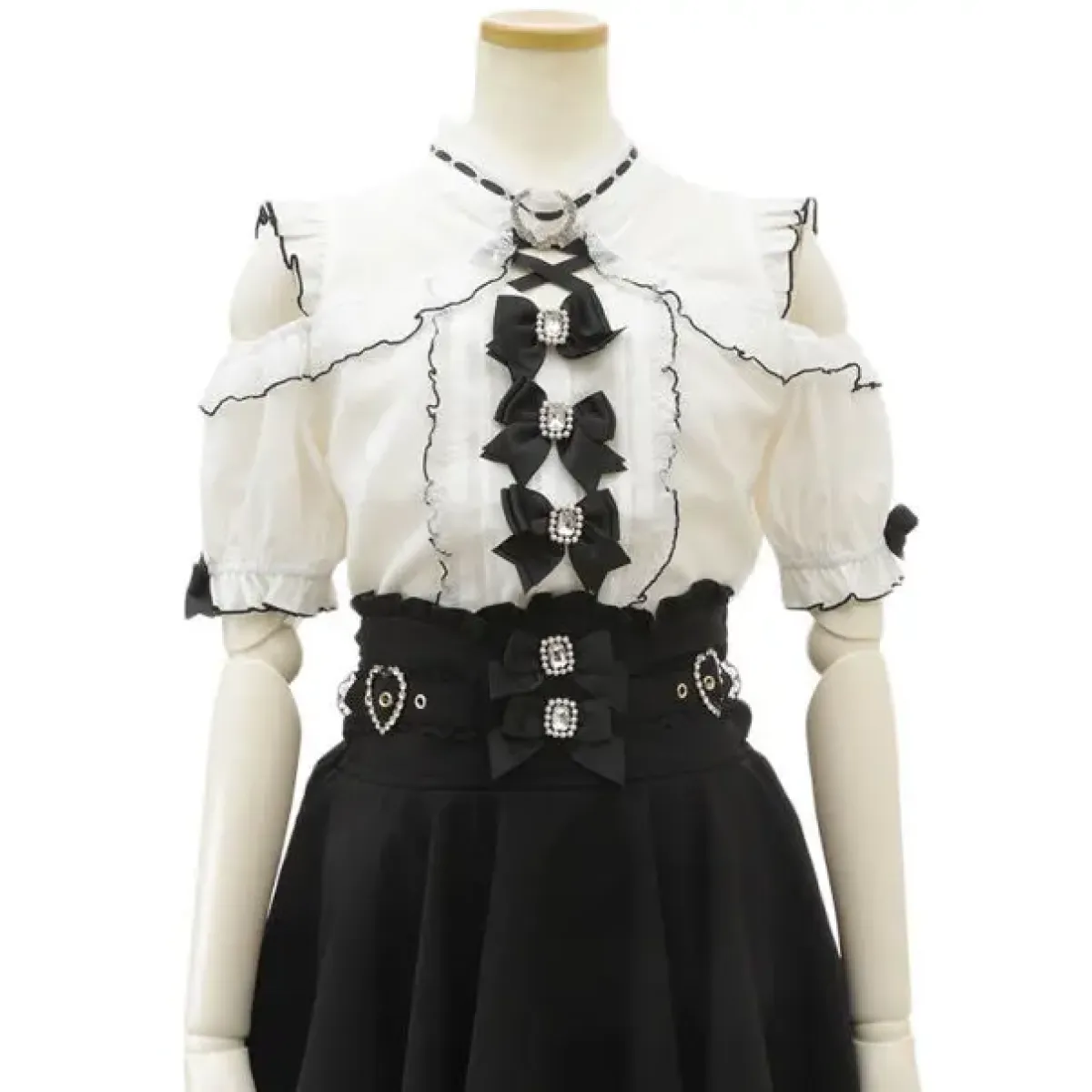High Waist Lolita Skirt – Lace Trim & Bow Detail from Kawaii Stop