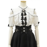 High Waist Lolita Skirt – Lace Trim & Bow Detail from Kawaii Stop