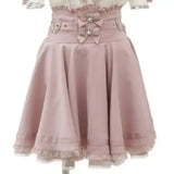 High Waist Lolita Skirt – Lace Trim & Bow Detail from Kawaii Stop