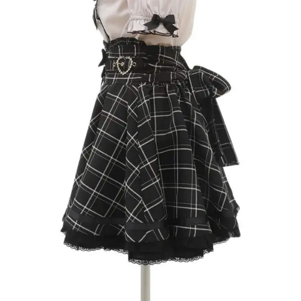 High Waist Lolita Skirt – Lace Trim & Bow Detail from Kawaii Stop