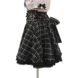 High Waist Lolita Skirt – Lace Trim & Bow Detail from Kawaii Stop