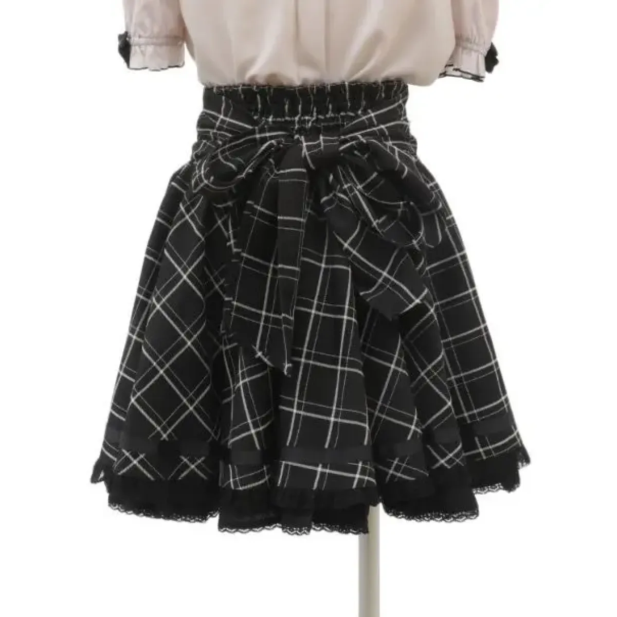 High Waist Lolita Skirt – Lace Trim & Bow Detail from Kawaii Stop