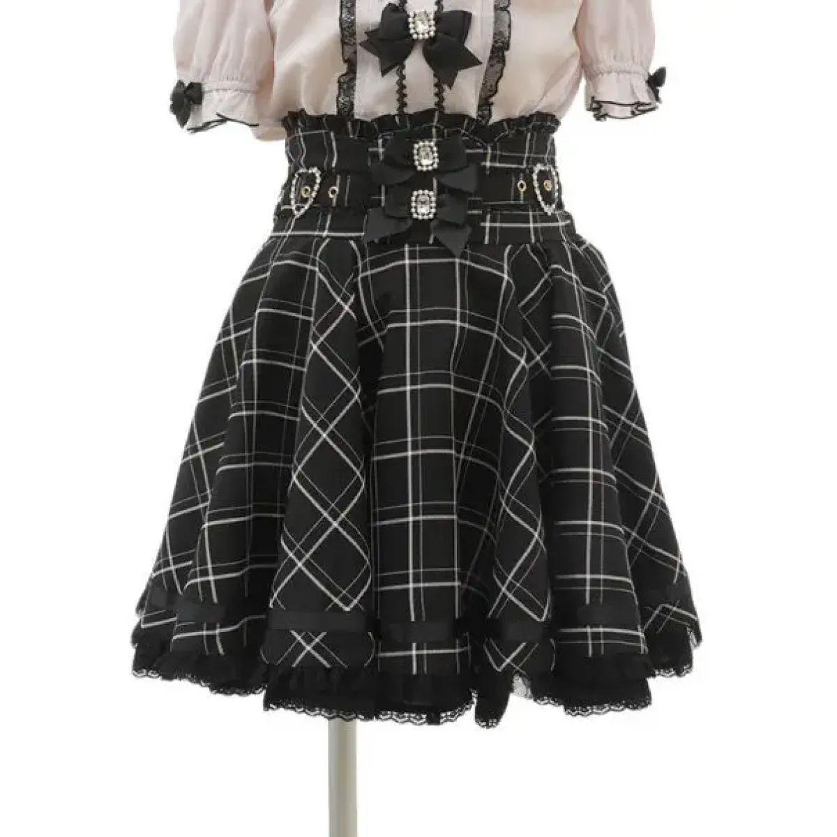 High Waist Lolita Skirt – Lace Trim & Bow Detail from Kawaii Stop