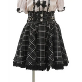 High Waist Lolita Skirt – Lace Trim & Bow Detail from Kawaii Stop