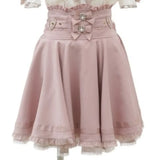 High Waist Lolita Skirt – Lace Trim & Bow Detail from Kawaii Stop