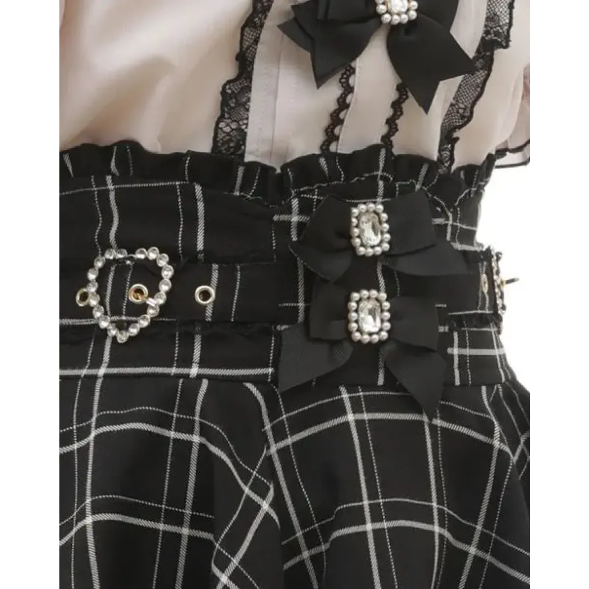 High Waist Lolita Skirt – Lace Trim & Bow Detail from Kawaii Stop