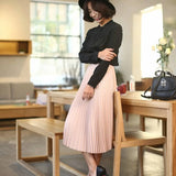 High Waist Pleated Length Elastic Skirt from Kawaii Stop