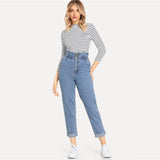 Women's High Waist Rolled Jeans From Kawaii Stop