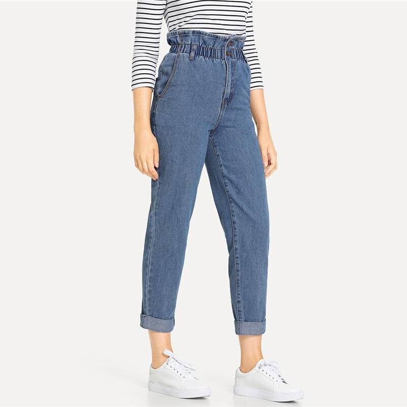 Women's High Waist Rolled Jeans From Kawaii Stop