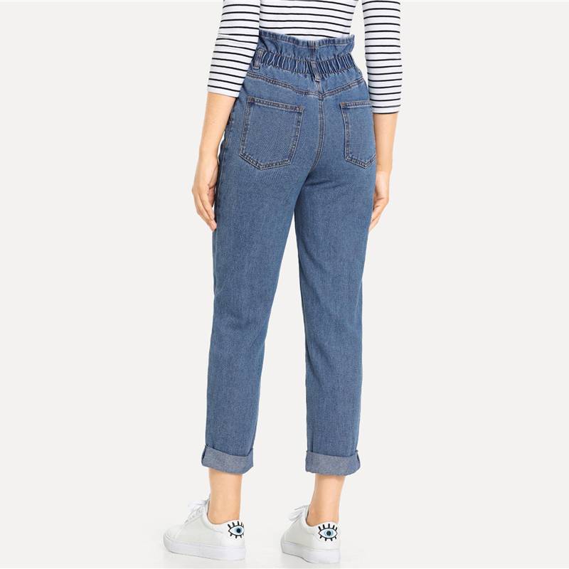 Women's High Waist Rolled Jeans From Kawaii Stop