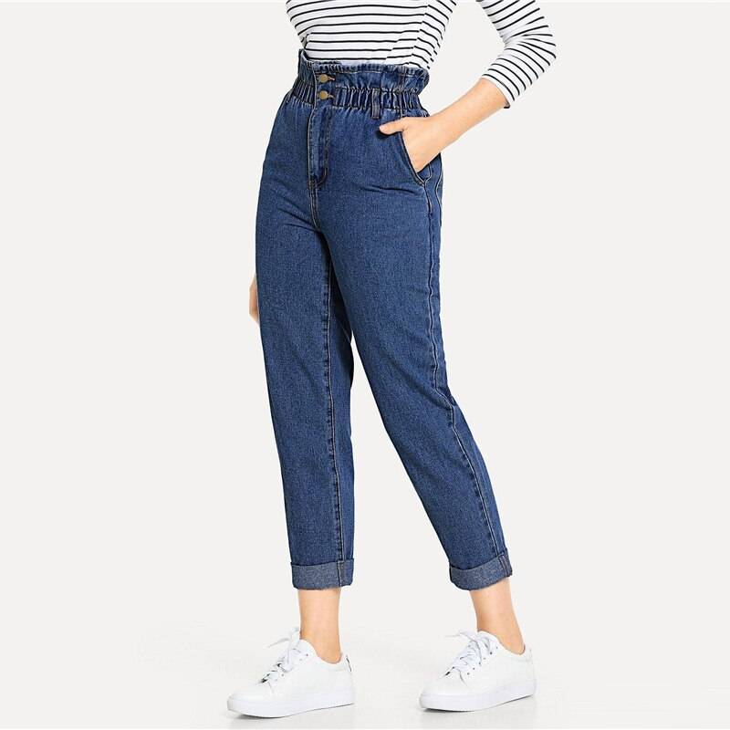 Women's High Waist Rolled Jeans From Kawaii Stop