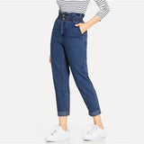 Women's High Waist Rolled Jeans From Kawaii Stop