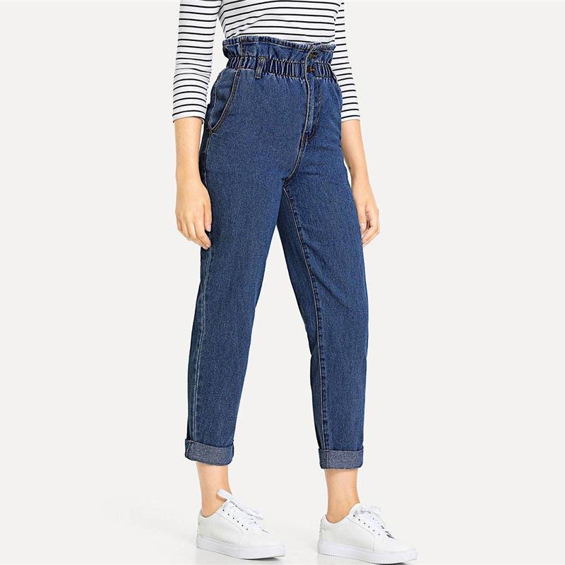 Women's High Waist Rolled Jeans From Kawaii Stop