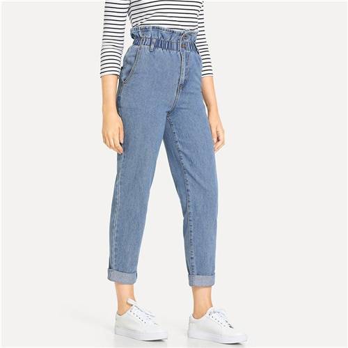 Women's High Waist Rolled Jeans From Kawaii Stop