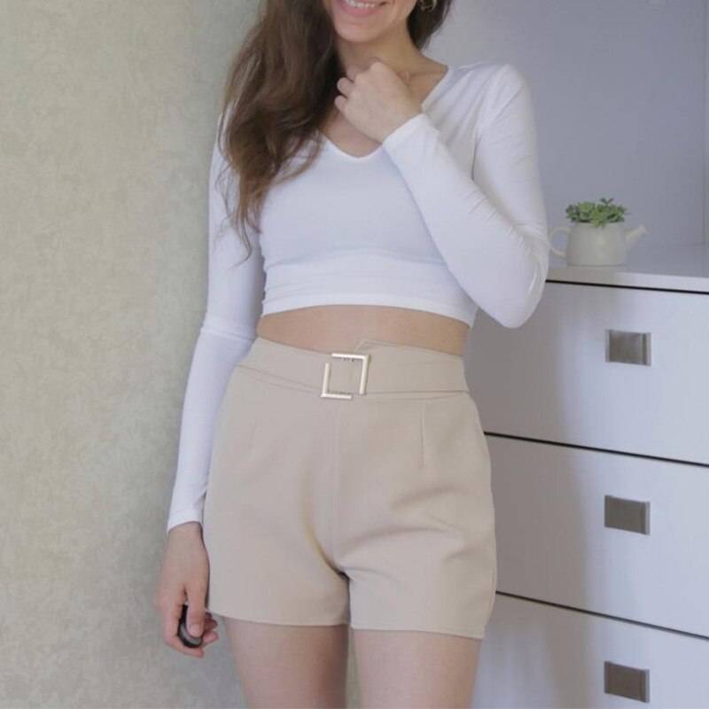 Solid High Waist Shorts From Kawaii Stop