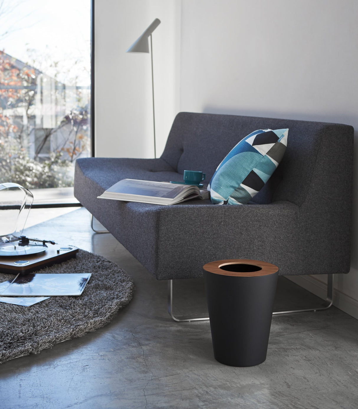 Trash Can - Two Styles - Steel + Wood from Yamazaki Home
