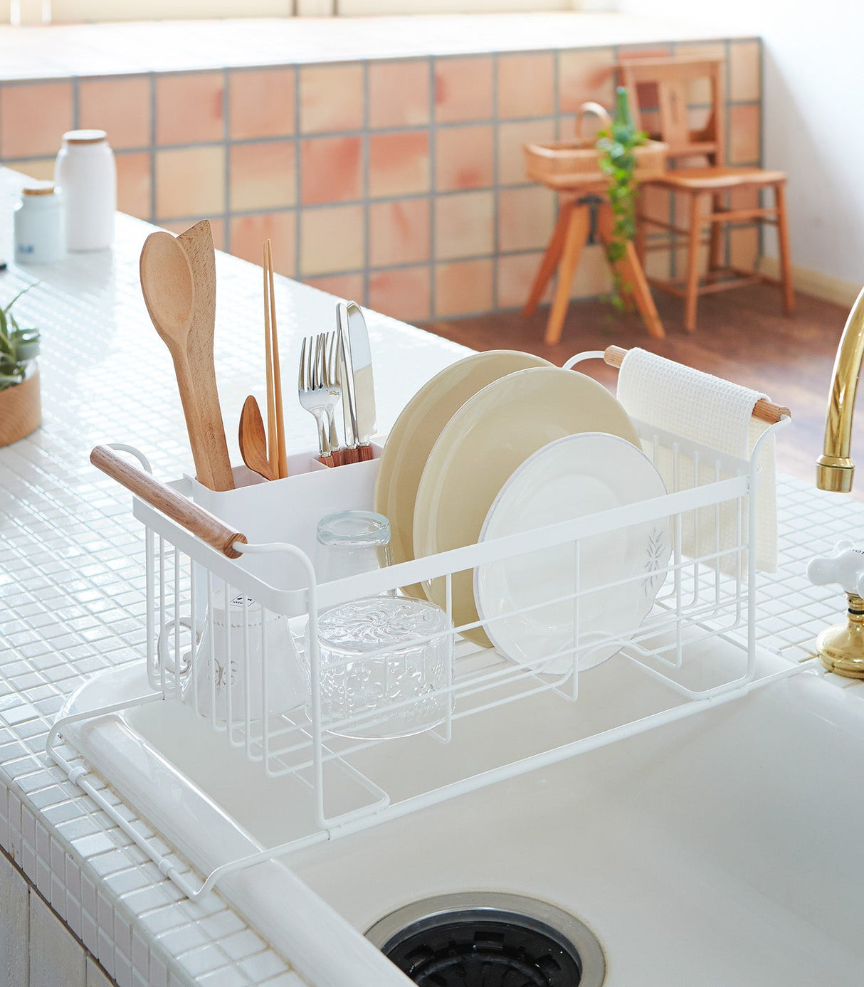 Over-the-Sink Dish Rack - Steel + Wood from Yamazaki Home