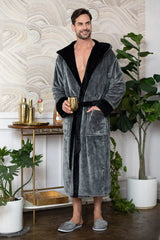 Hooded Plush Bathrobe for Men From Lotus Linen