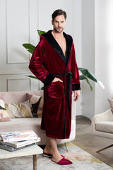 Hooded Plush Bathrobe for Men From Lotus Linen