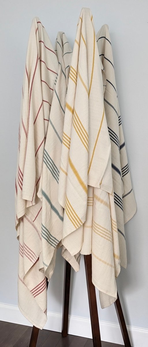 Horizon Stripe Turkish Cotton Towel Collection - Sand-Repelling, Quick-Drying, Tassel-Free, 39”x70” from The Bali Market